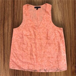 Banana Republic Orange Peach Floral Burn Out Tank Top Peachy Keen Womens Size XS